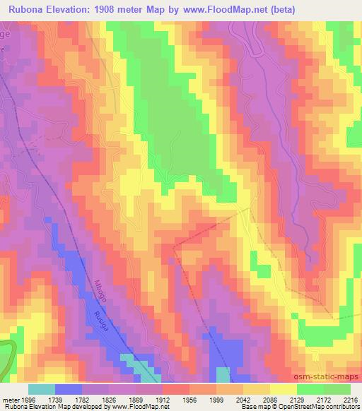 Rubona,Rwanda Elevation Map
