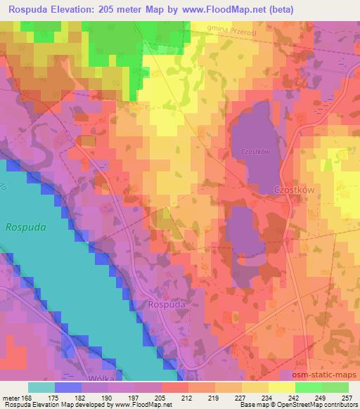 Rospuda,Poland Elevation Map