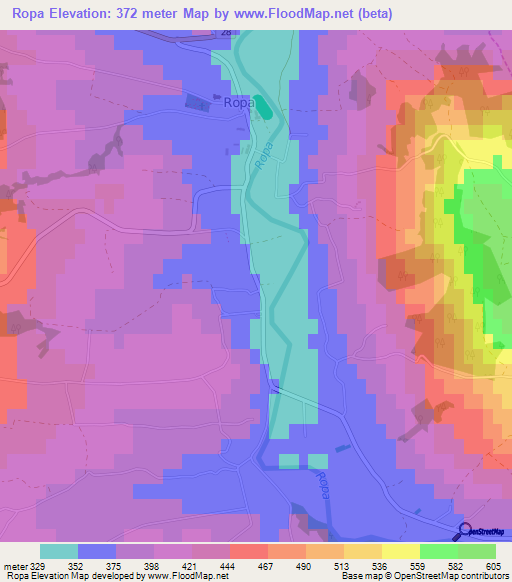 Ropa,Poland Elevation Map