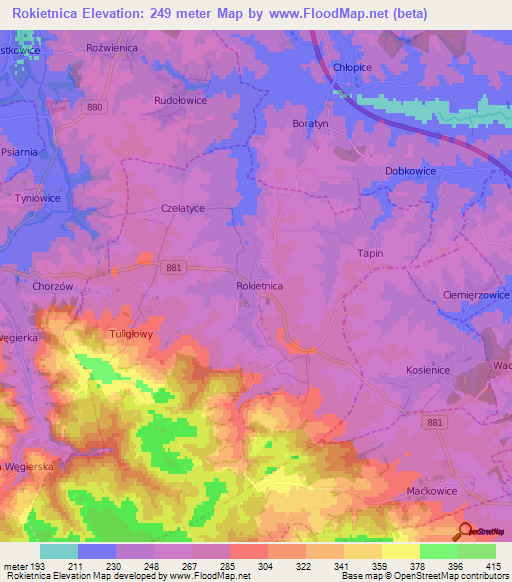 Rokietnica,Poland Elevation Map