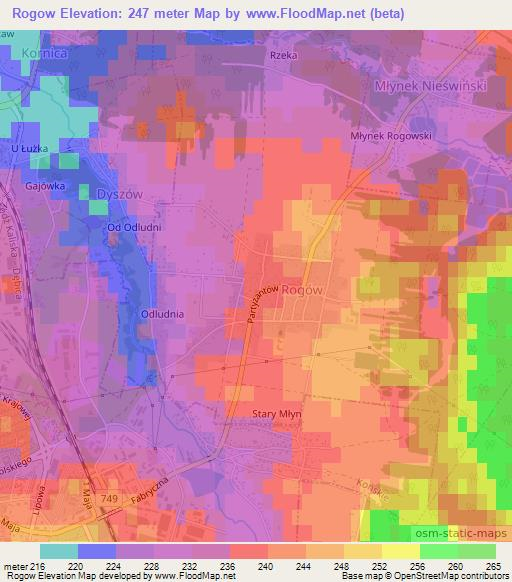 Rogow,Poland Elevation Map