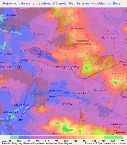 Rejowiec Fabryczny,Poland Elevation Map