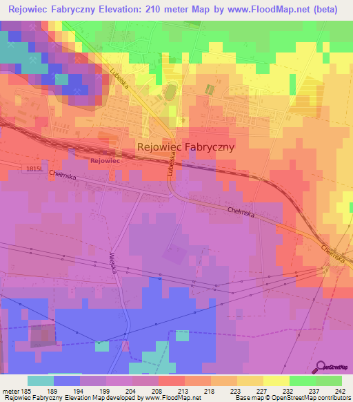 Rejowiec Fabryczny,Poland Elevation Map