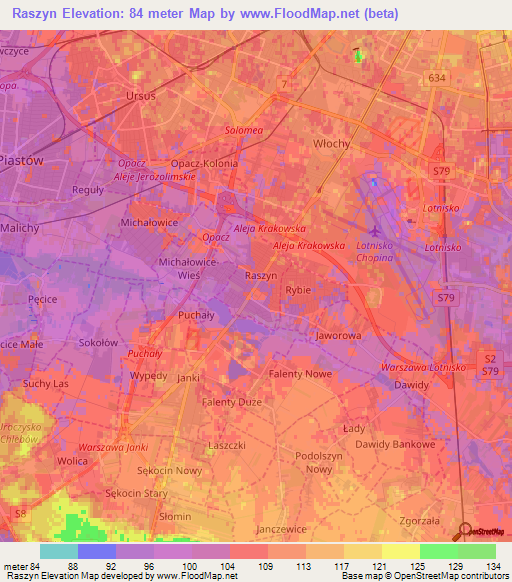 Raszyn,Poland Elevation Map