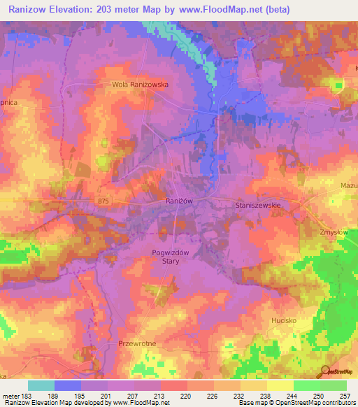 Ranizow,Poland Elevation Map