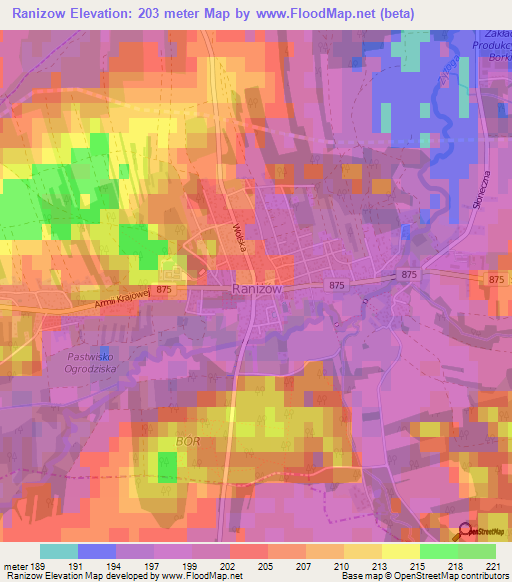 Ranizow,Poland Elevation Map
