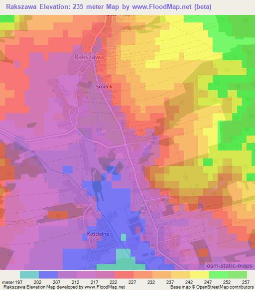 Rakszawa,Poland Elevation Map