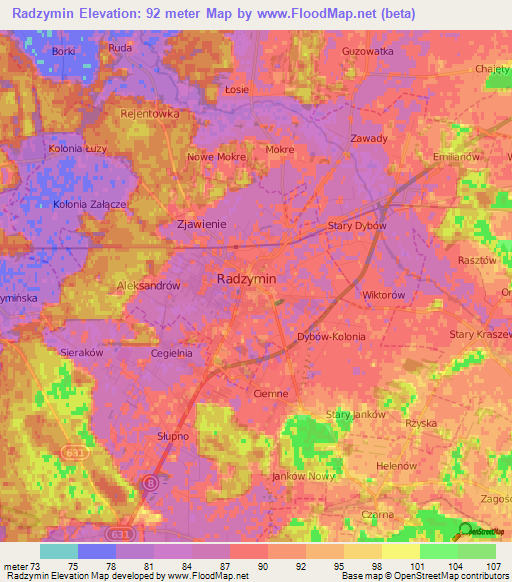 Radzymin,Poland Elevation Map