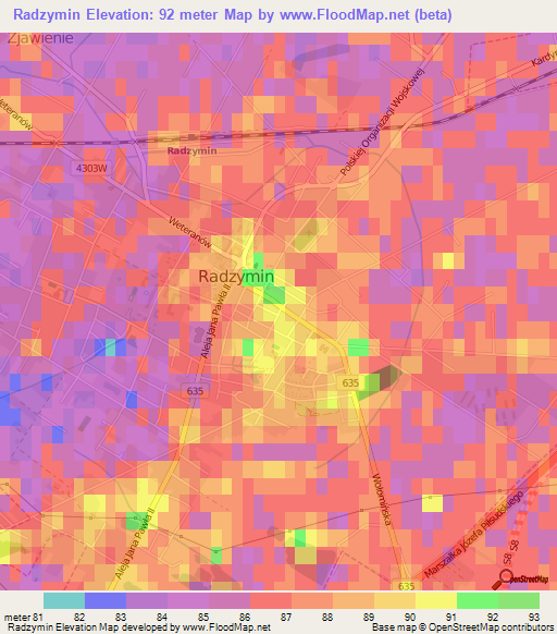 Radzymin,Poland Elevation Map