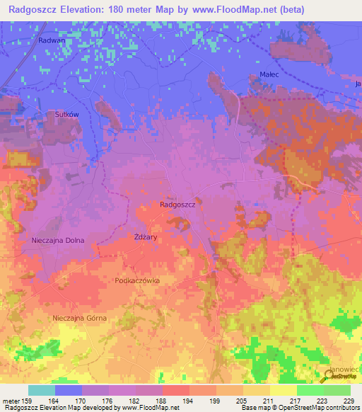 Radgoszcz,Poland Elevation Map