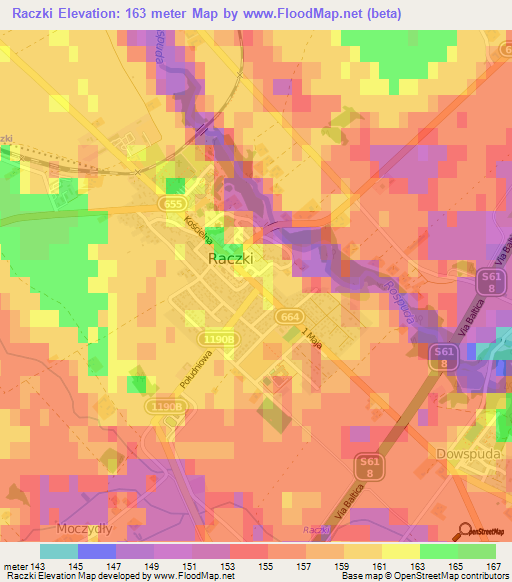 Raczki,Poland Elevation Map