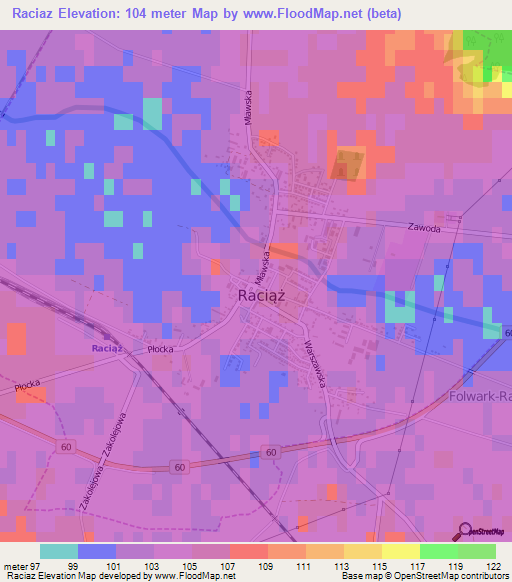 Raciaz,Poland Elevation Map