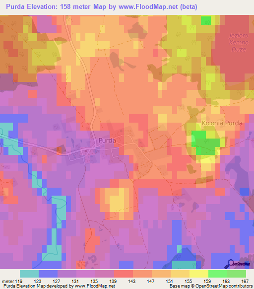 Purda,Poland Elevation Map