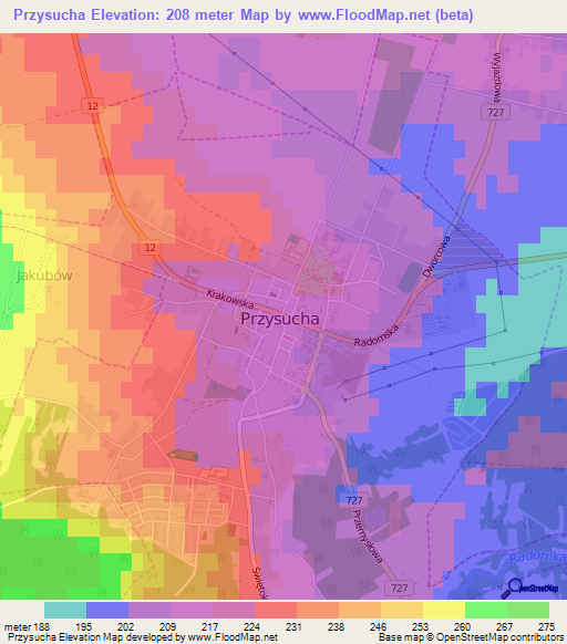 Przysucha,Poland Elevation Map