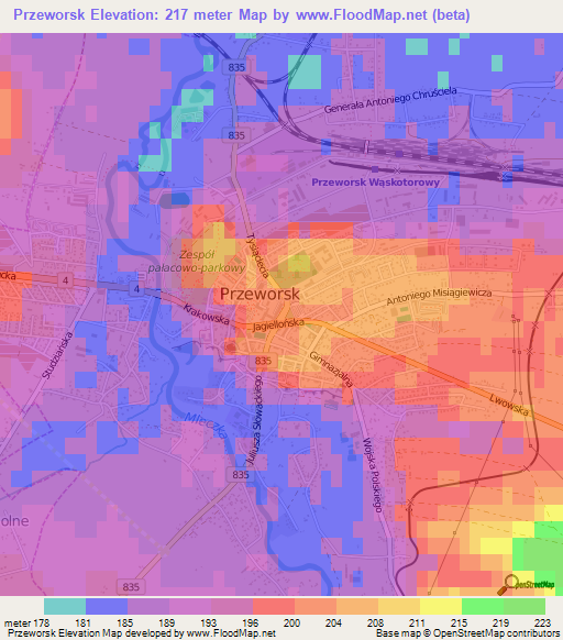 Przeworsk,Poland Elevation Map