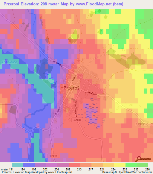 Przerosl,Poland Elevation Map