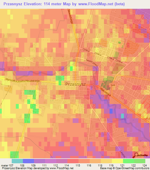 Przasnysz,Poland Elevation Map