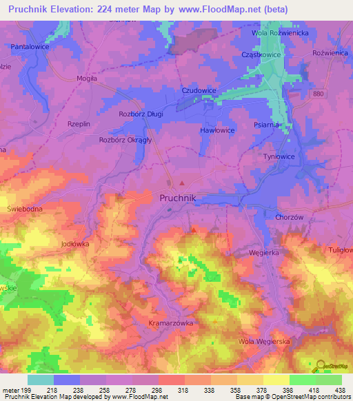 Pruchnik,Poland Elevation Map