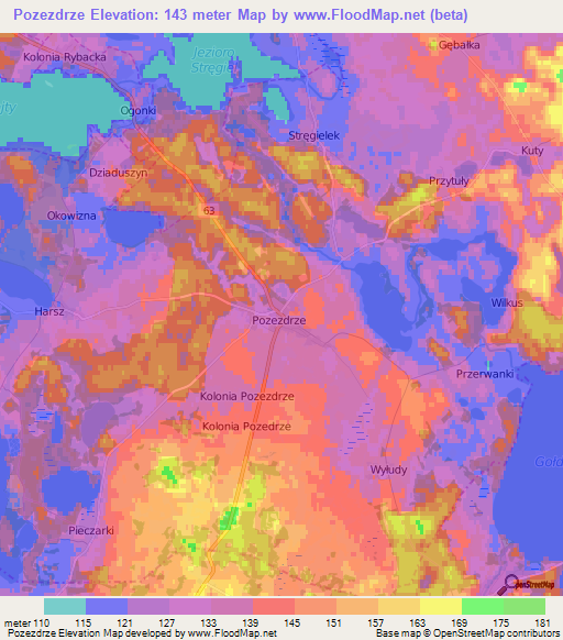 Pozezdrze,Poland Elevation Map