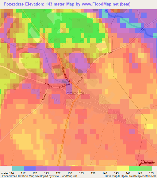 Pozezdrze,Poland Elevation Map