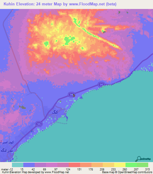 Kuhin,Iran Elevation Map