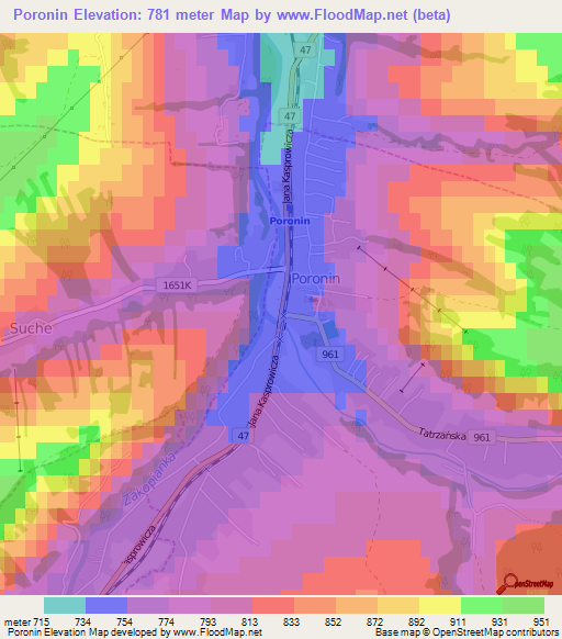 Poronin,Poland Elevation Map