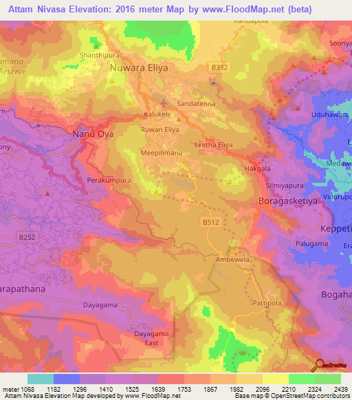 Attam Nivasa,Sri Lanka Elevation Map