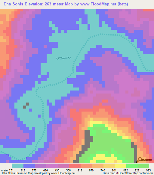 Dha Sohis,Yemen Elevation Map