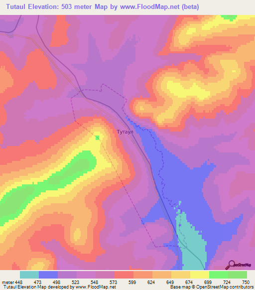 Tutaul,Russia Elevation Map
