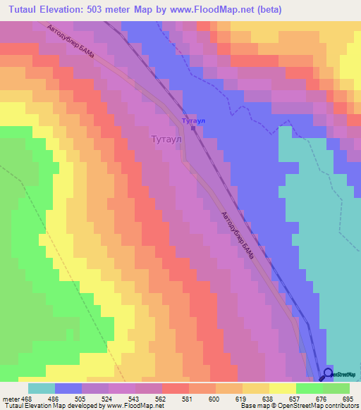Tutaul,Russia Elevation Map
