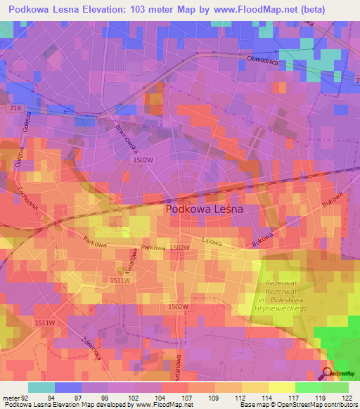 Podkowa Lesna,Poland Elevation Map