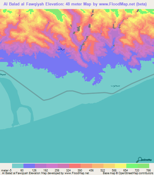 Al Balad al Fawqiyah,Yemen Elevation Map
