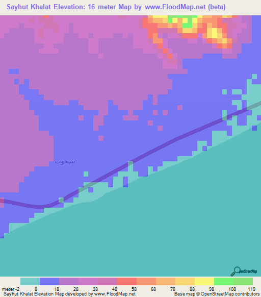 Sayhut Khalat,Yemen Elevation Map