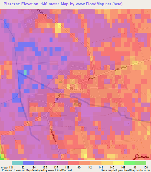 Piszczac,Poland Elevation Map