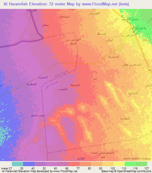 Al Haramilah,Yemen Elevation Map