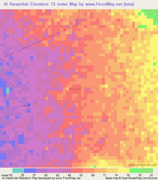 Al Haramilah,Yemen Elevation Map