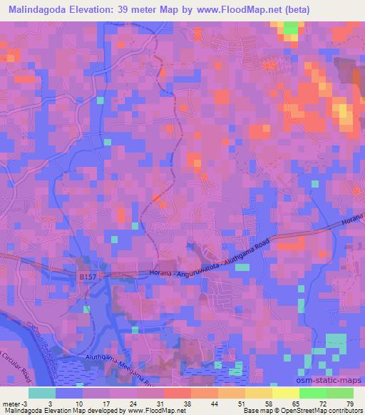 Malindagoda,Sri Lanka Elevation Map