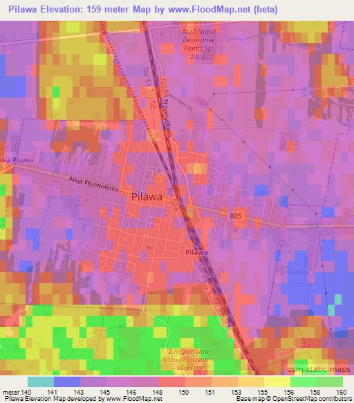 Pilawa,Poland Elevation Map