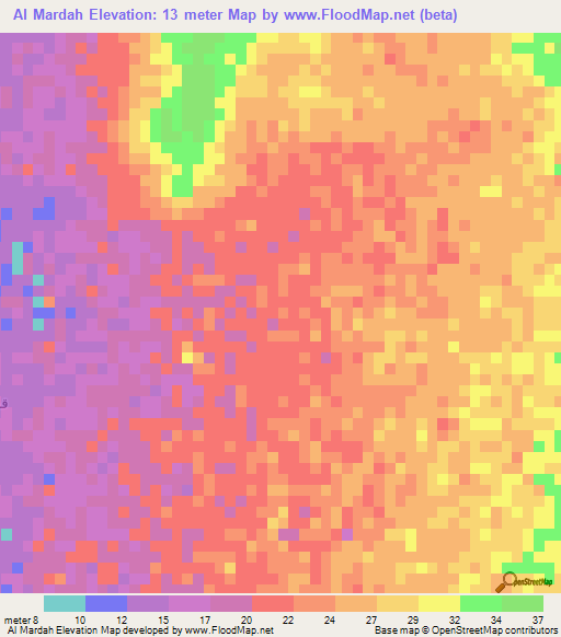 Al Mardah,Yemen Elevation Map