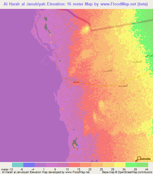 Al Harah al Janubiyah,Yemen Elevation Map