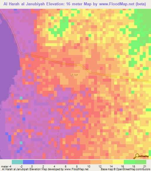 Al Harah al Janubiyah,Yemen Elevation Map