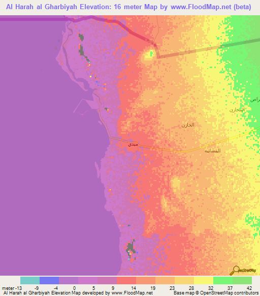 Al Harah al Gharbiyah,Yemen Elevation Map