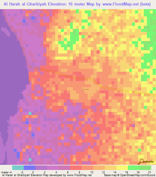 Al Harah al Gharbiyah,Yemen Elevation Map