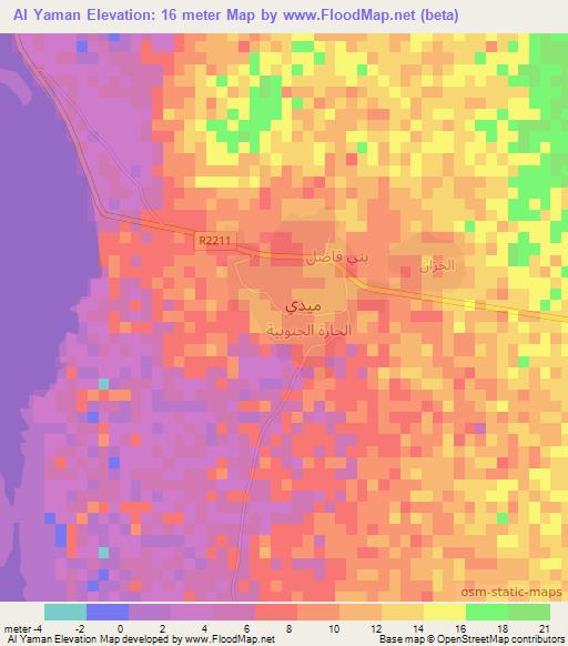 Al Yaman,Yemen Elevation Map