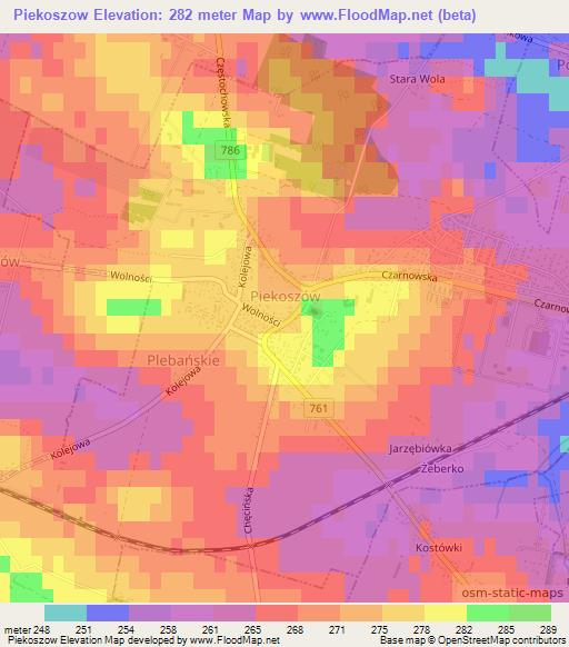 Piekoszow,Poland Elevation Map