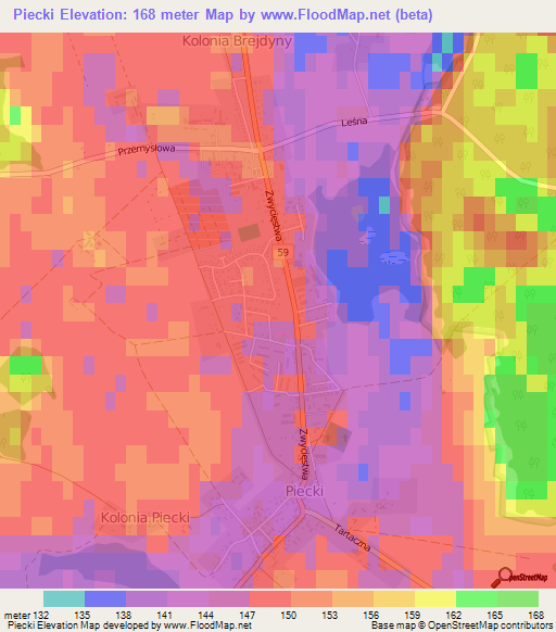 Piecki,Poland Elevation Map
