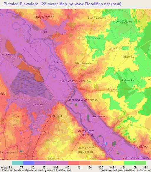 Piatnica,Poland Elevation Map