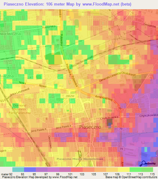 Piaseczno,Poland Elevation Map