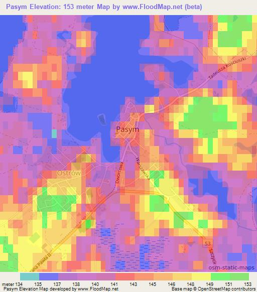 Pasym,Poland Elevation Map