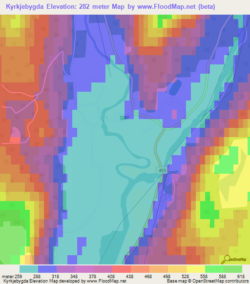 Kyrkjebygda,Norway Elevation Map